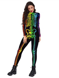 Colourful Skeleton Elegance: Luxe Jumpsuit Glamour