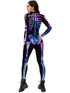 Colourful Skeleton Elegance: Luxe Jumpsuit Glamour