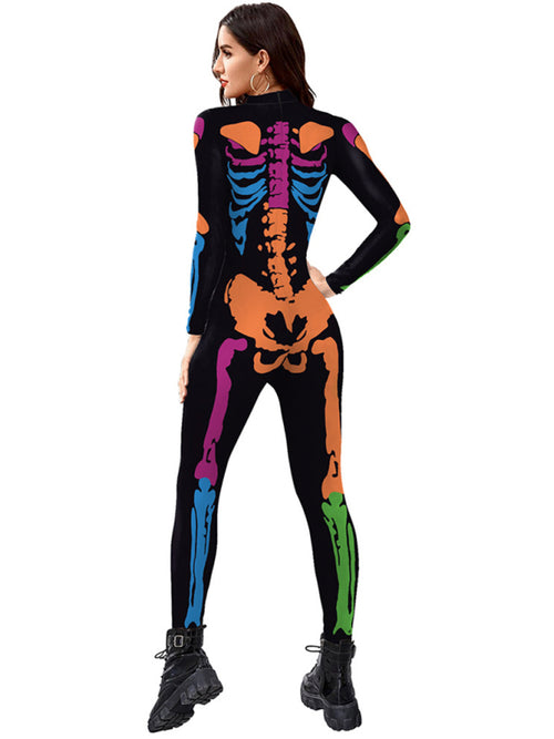 Colourful Skeleton Elegance: Luxe Jumpsuit Glamour