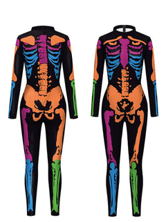 Colourful Skeleton Elegance: Luxe Jumpsuit Glamour