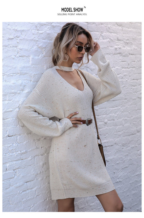 Elegant All-Season Knitted Sweater Dress for Women